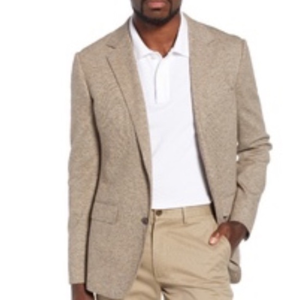 Bonobos Jetsetter Blazer 38R Tan Cotton Knit Slim Fit Unconstructed Sport Coat